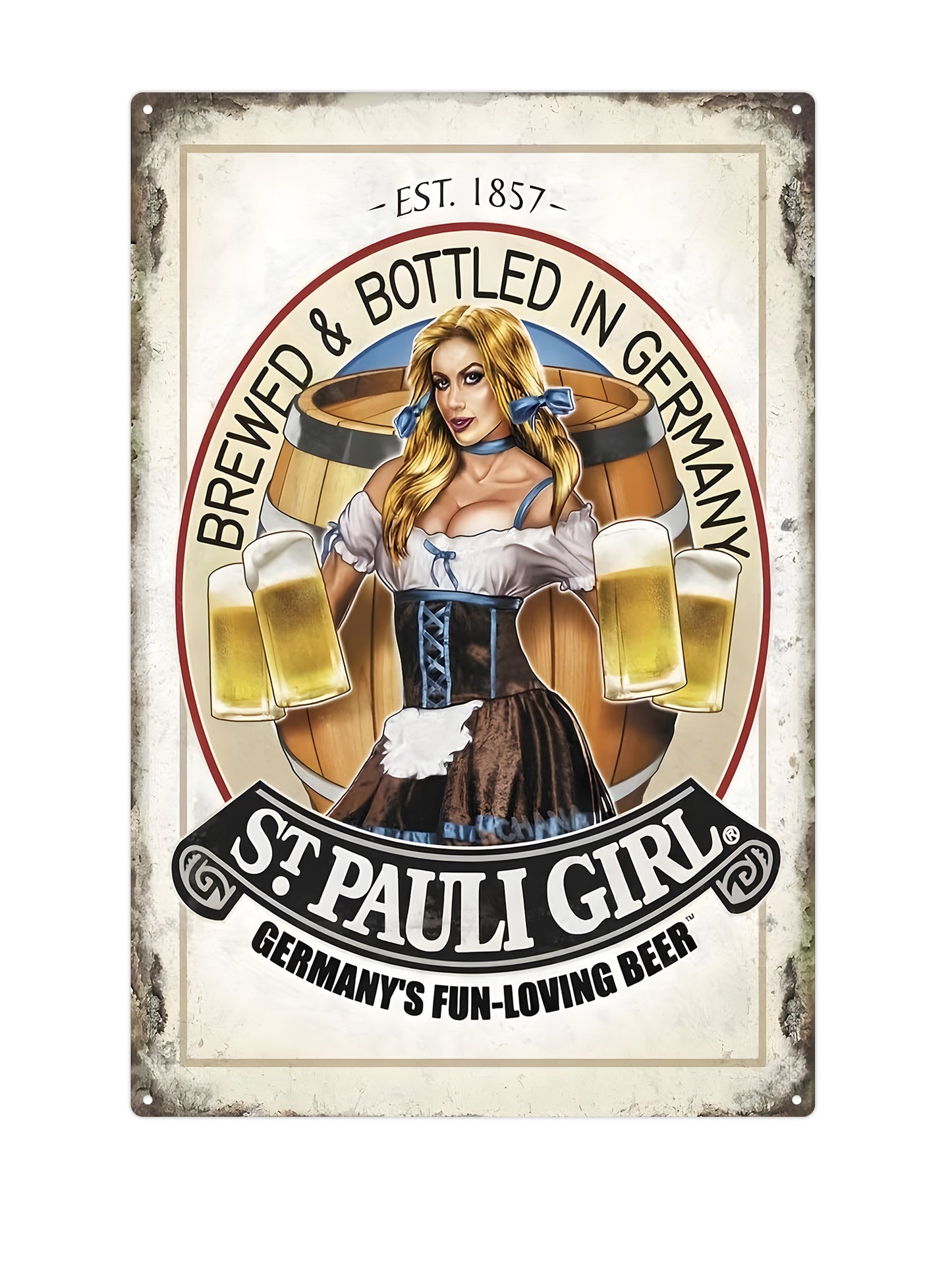 Germany's Fun Loving Beer st. Pauli Girl - Metal Wall Sign