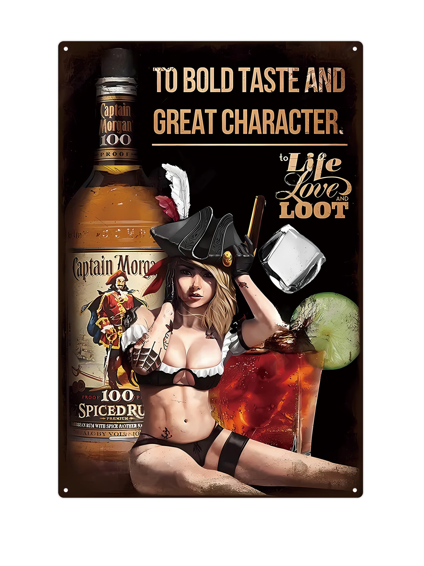 To bold taste and great character - Captain Morgan - Metal Wall Sign
