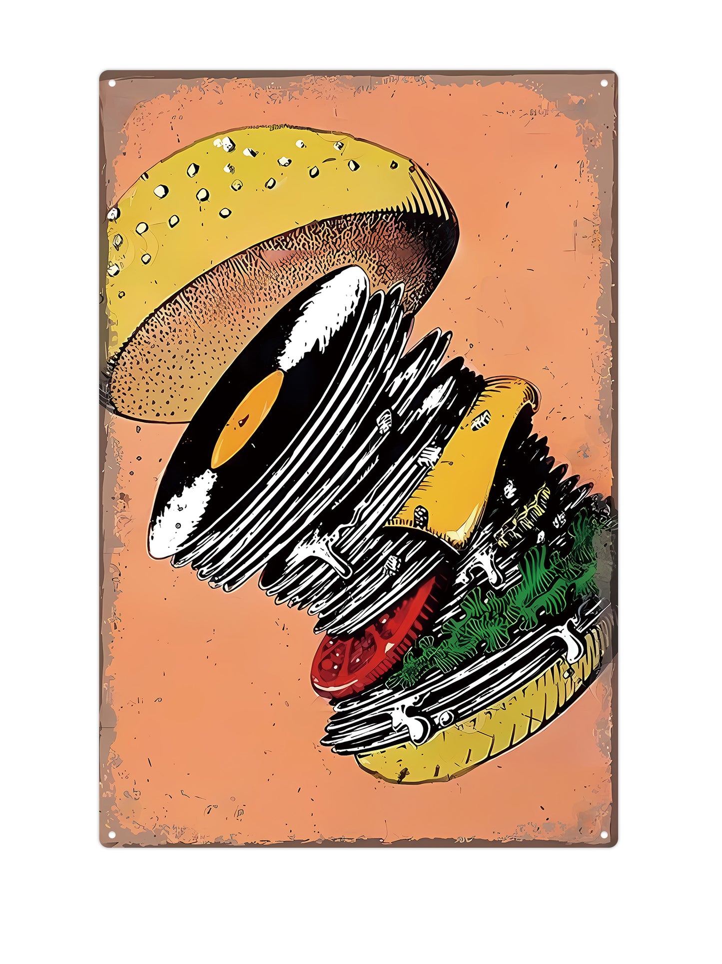 Vinyl Burger - Metal Wall Sign