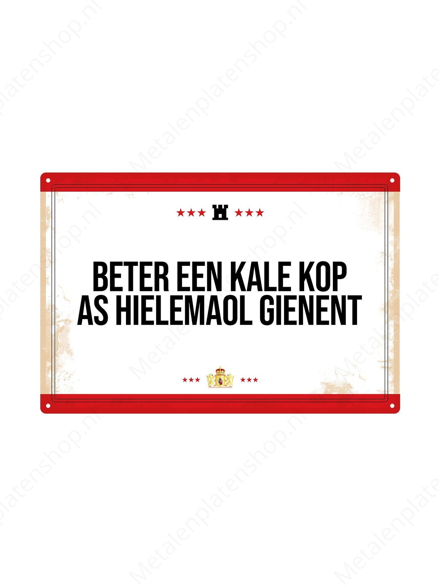 Beter een kale kop as hielemaol gienent. - Drentse Borden