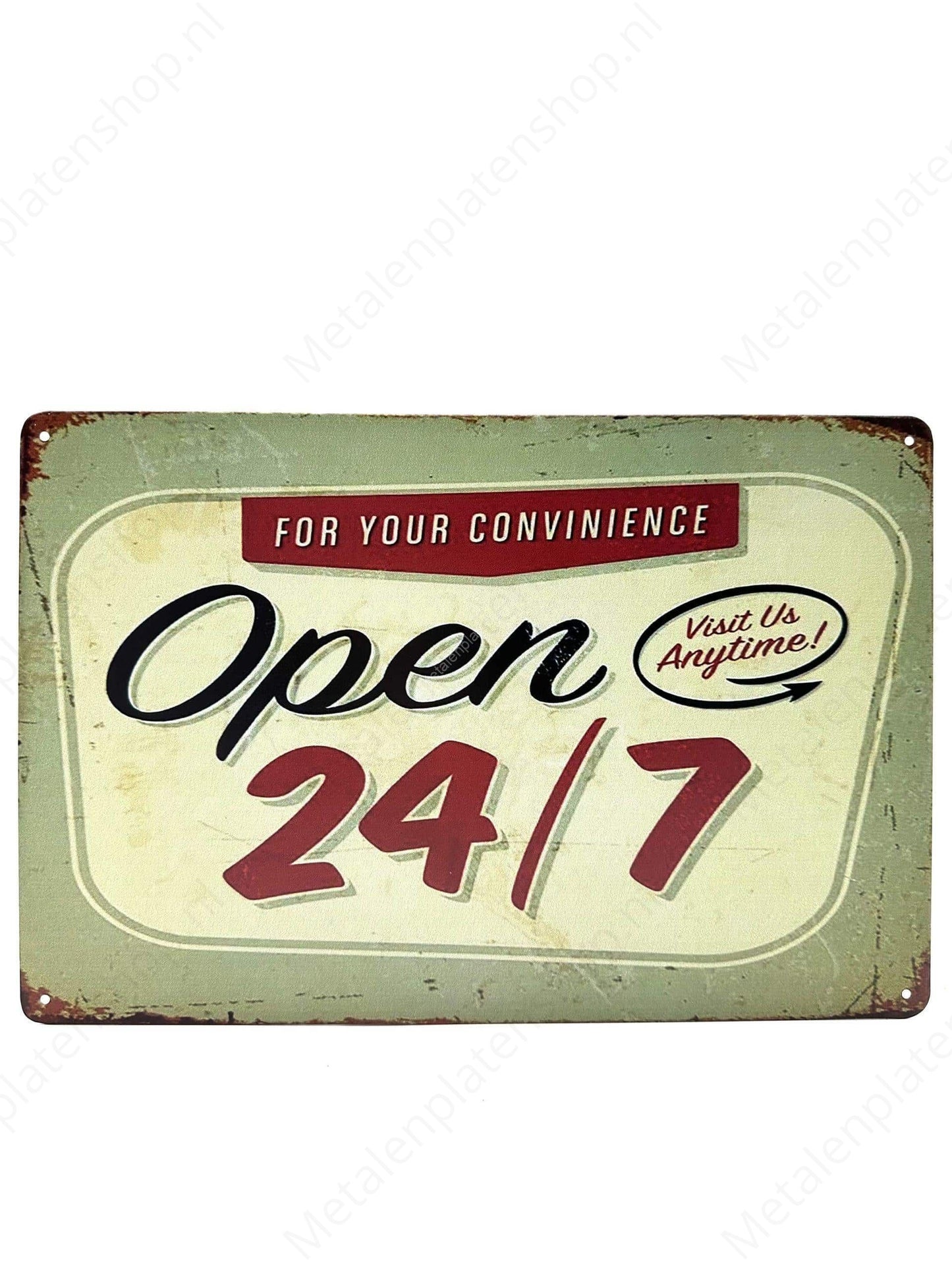 Open 24/7 - Metal Wall Sign