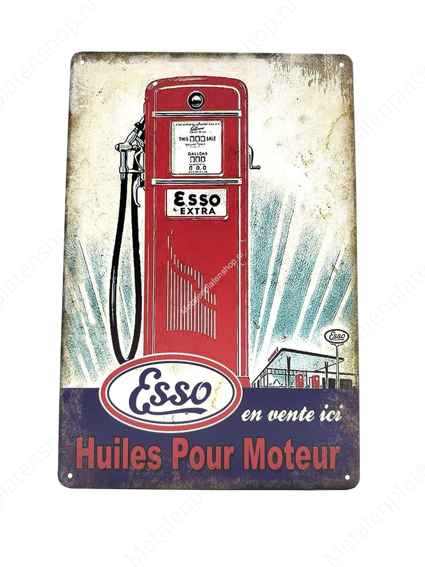 Esso - Huiles Pour Moteur - Metal Wall Sign