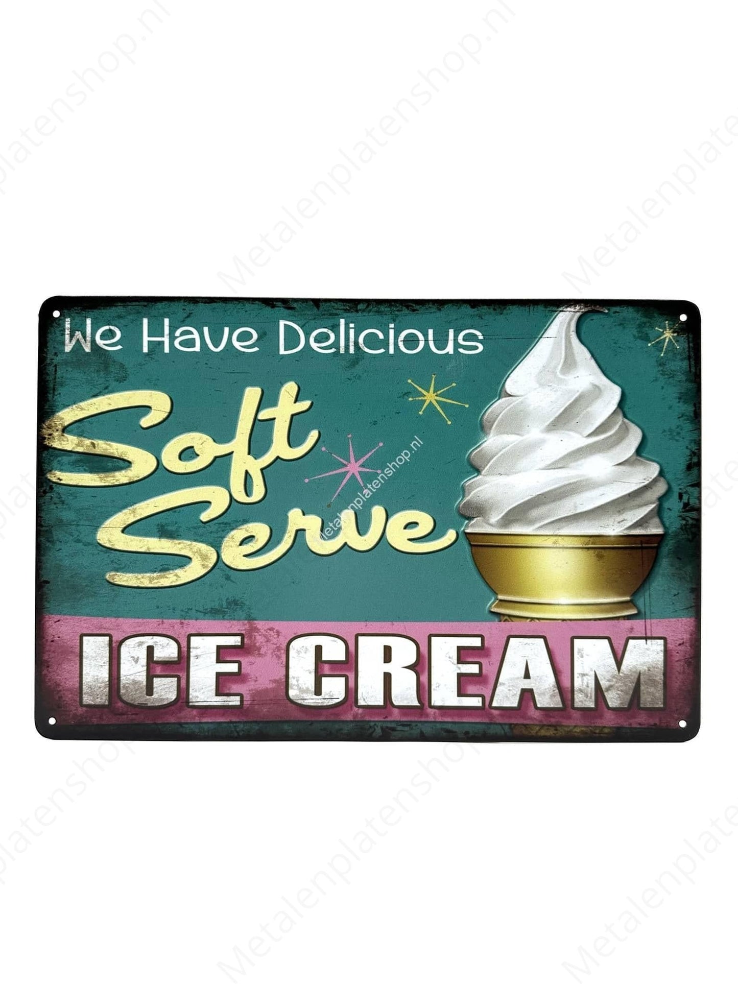 We have delicious Soft Serve Ice Cream - Metal Wall Plate