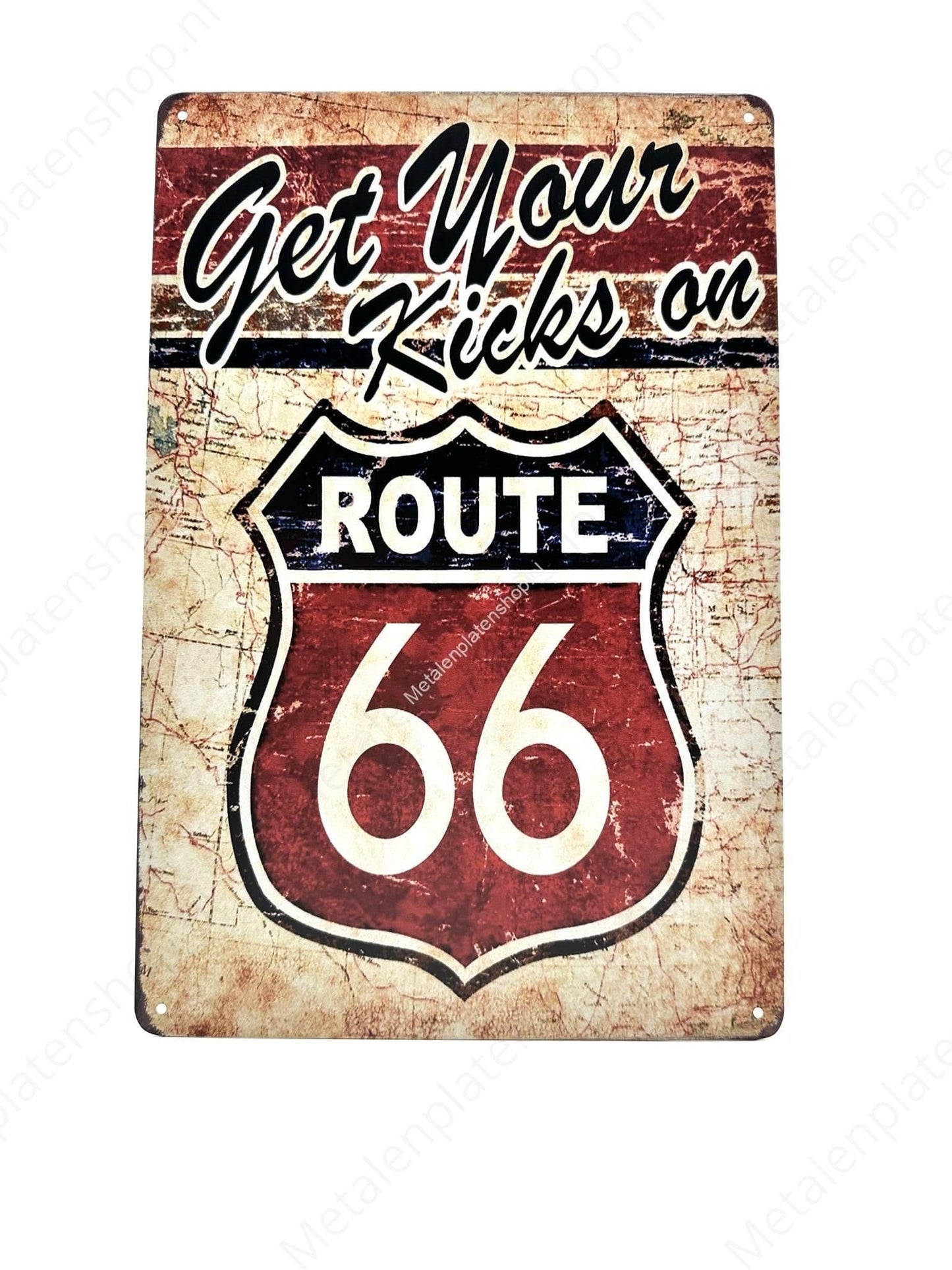 Get Your Kicks On Route 66 - Metal Wall Sign