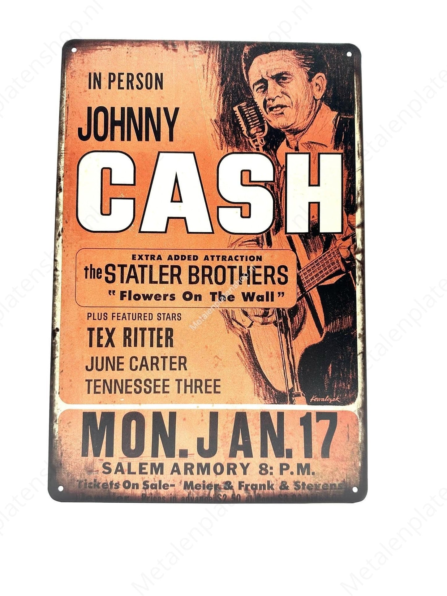 Johnny Cash - Blumen an der Wand - Poster