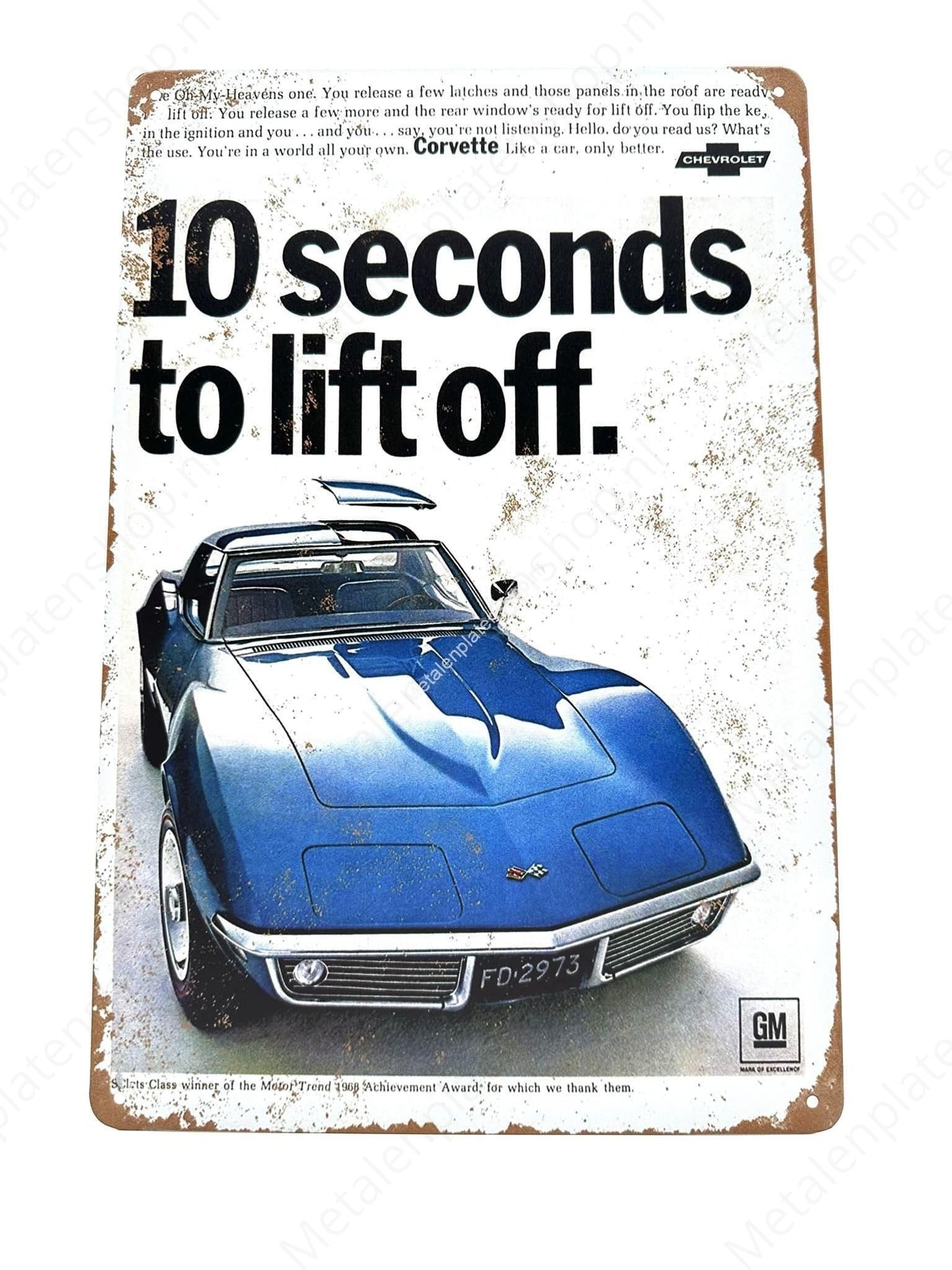 Chevrolet - 10 seconds to lift off - Metal Wall Sign