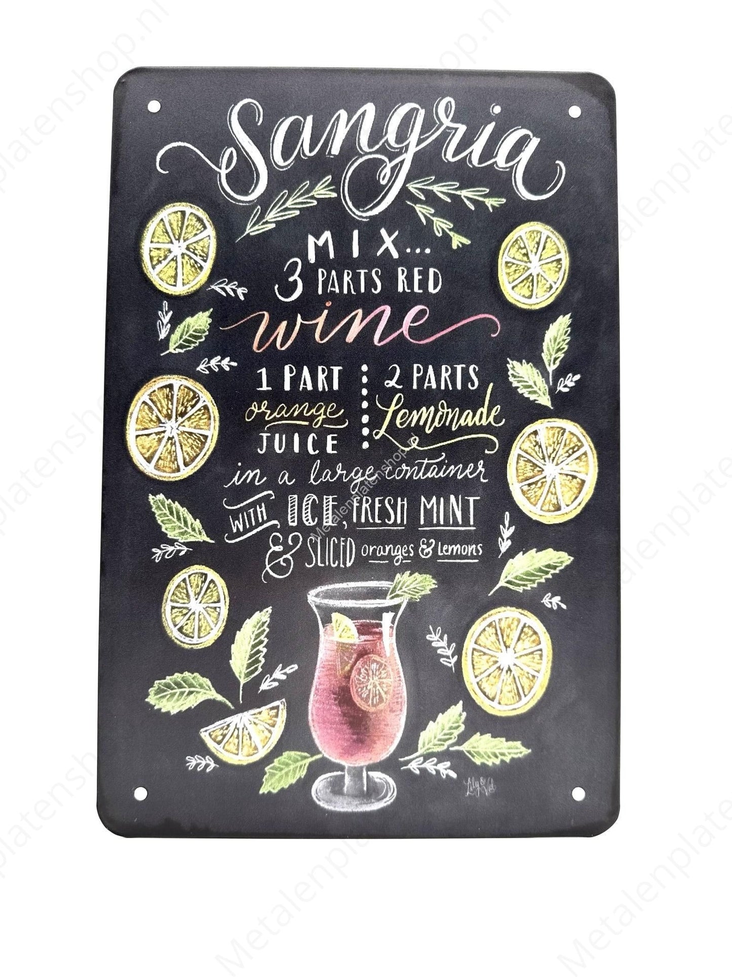 Sangria - Cocktails - Metal Wall Sign