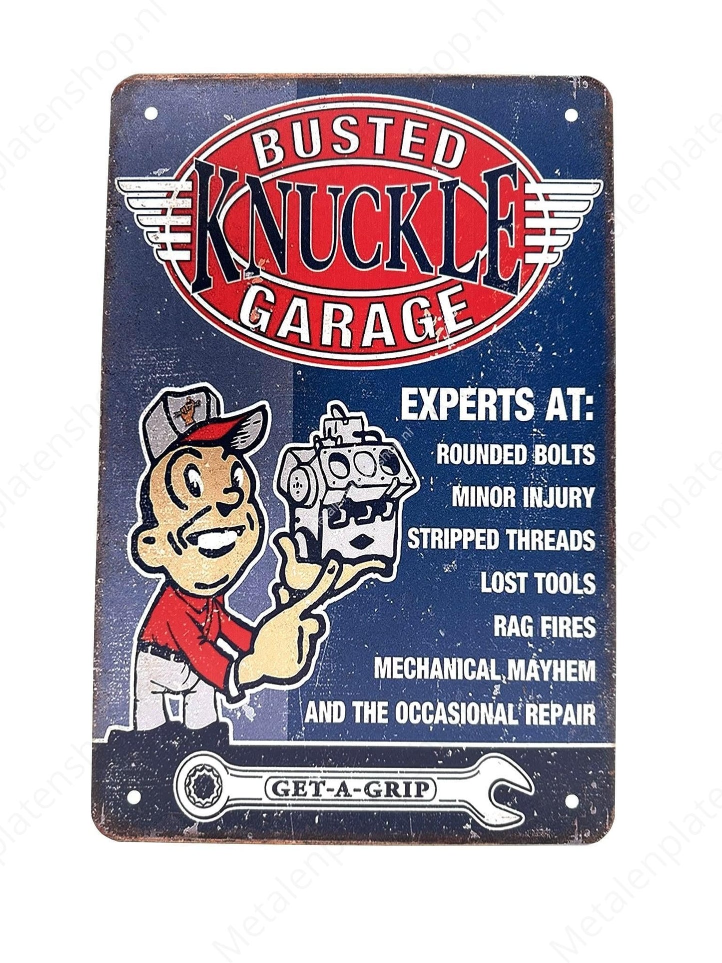 Busted Knuckle Garage - Get-a-Grip - Metal Wall Sign