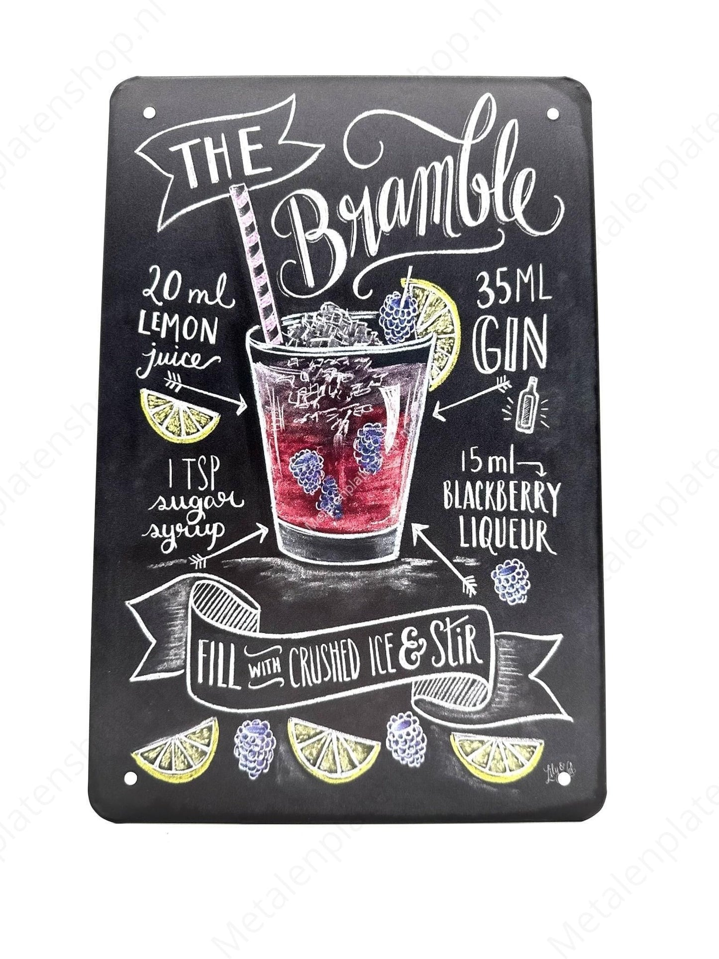 The Bramble - Cocktails - Metal Wall Sign