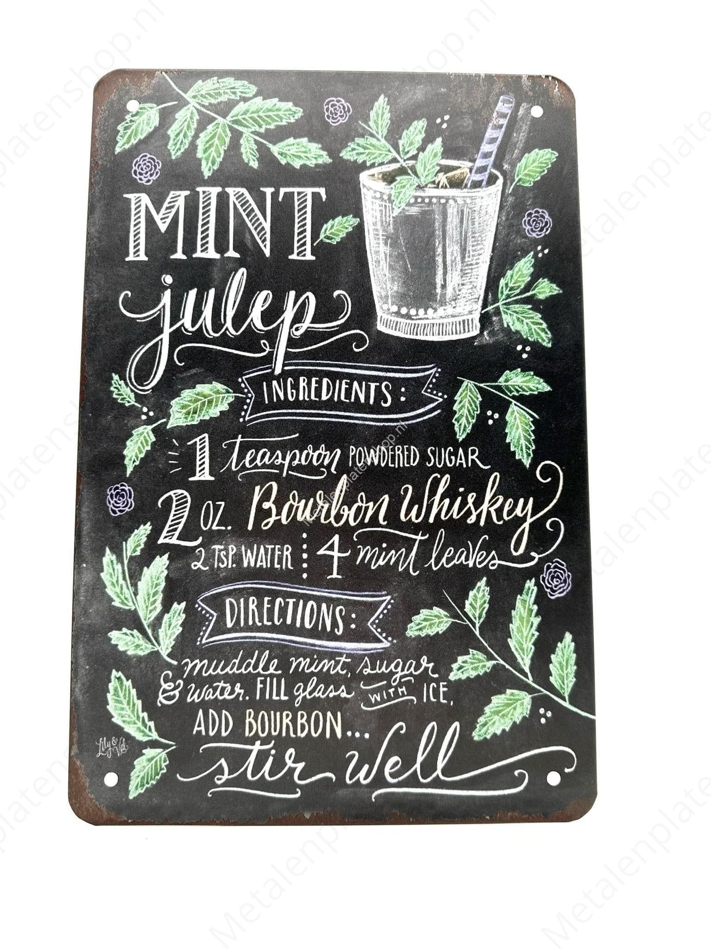 Mint Julep - Cocktails - Metal Wall Sign