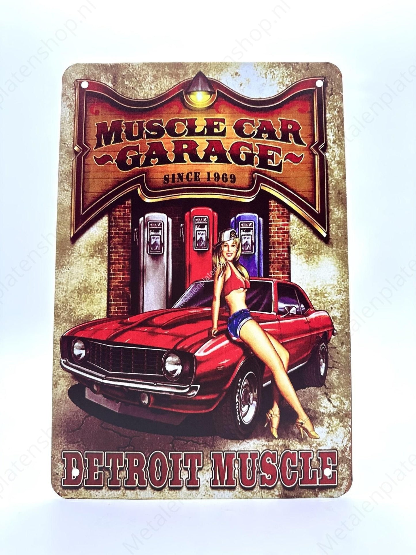Muscle Car Garage - Since 1969 - Detroit Muscle - Metal Wall Sign