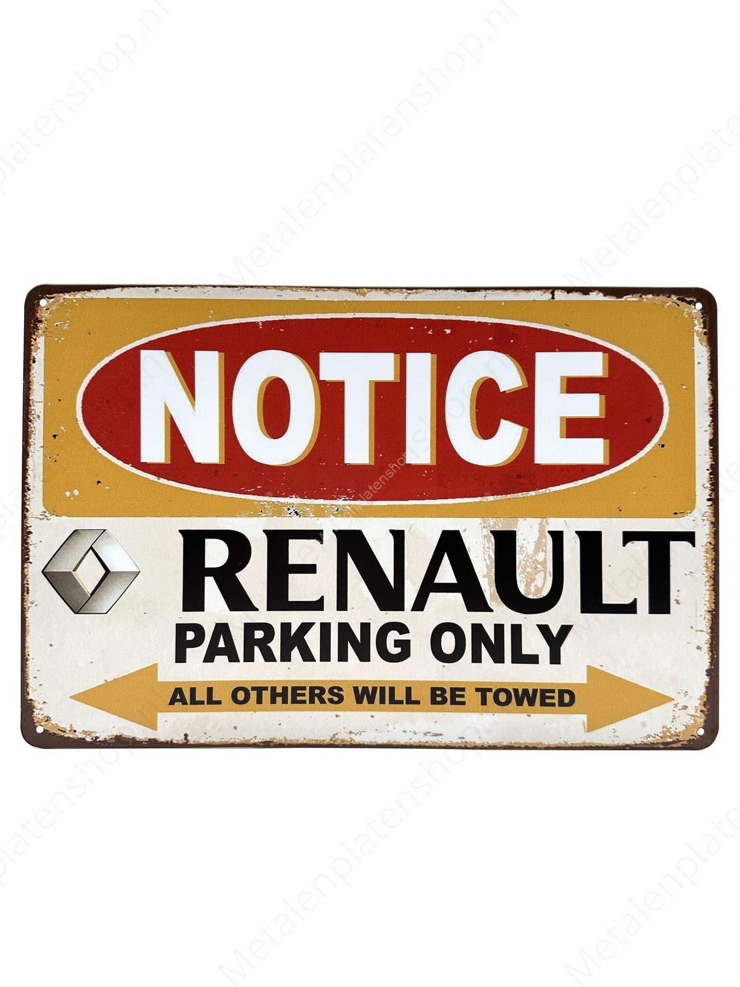 Notice - Renault - Parking Only - Metal Wall Sign