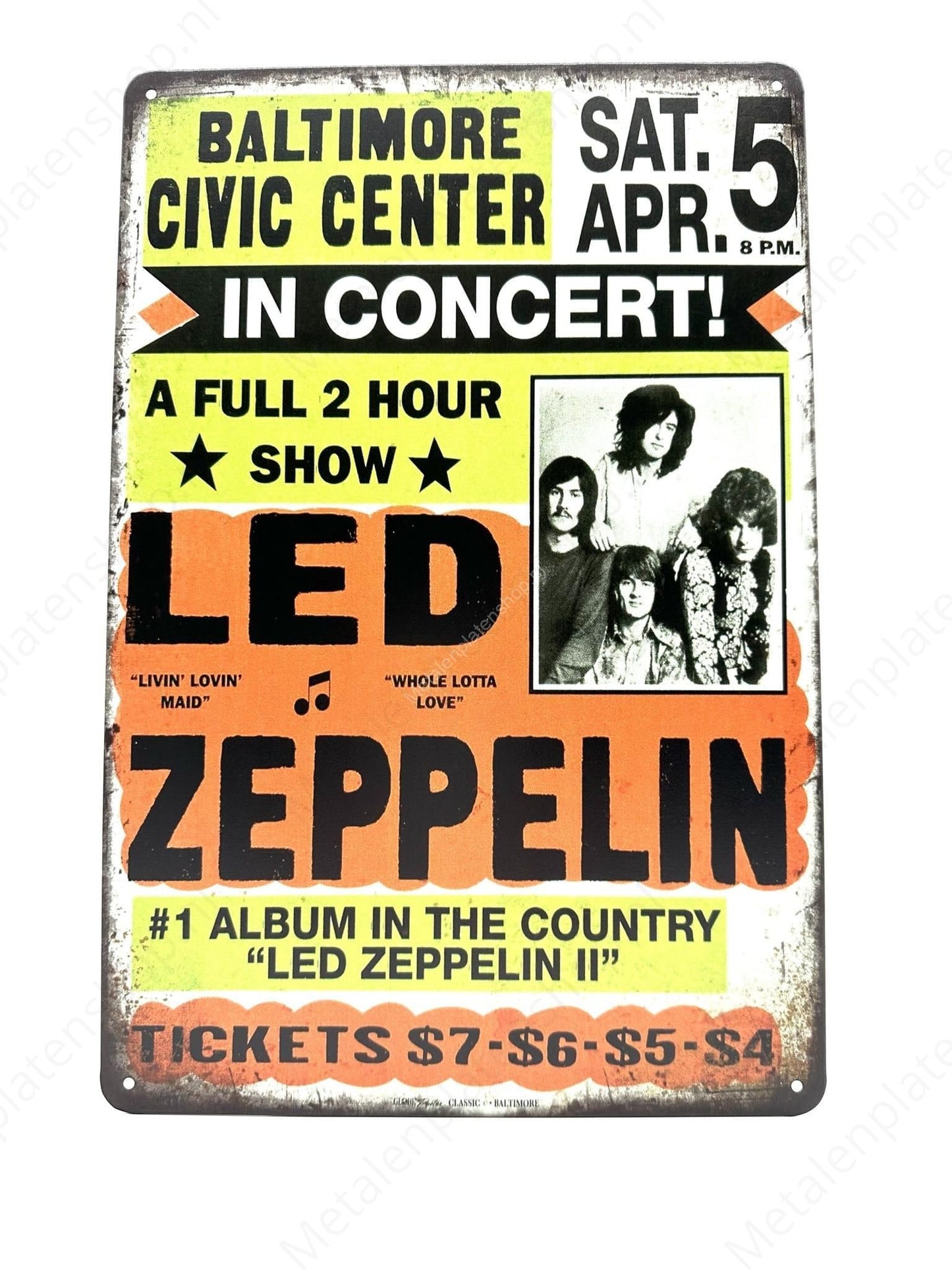LED Zeppelin - Baltimore - Metal Wall Sign