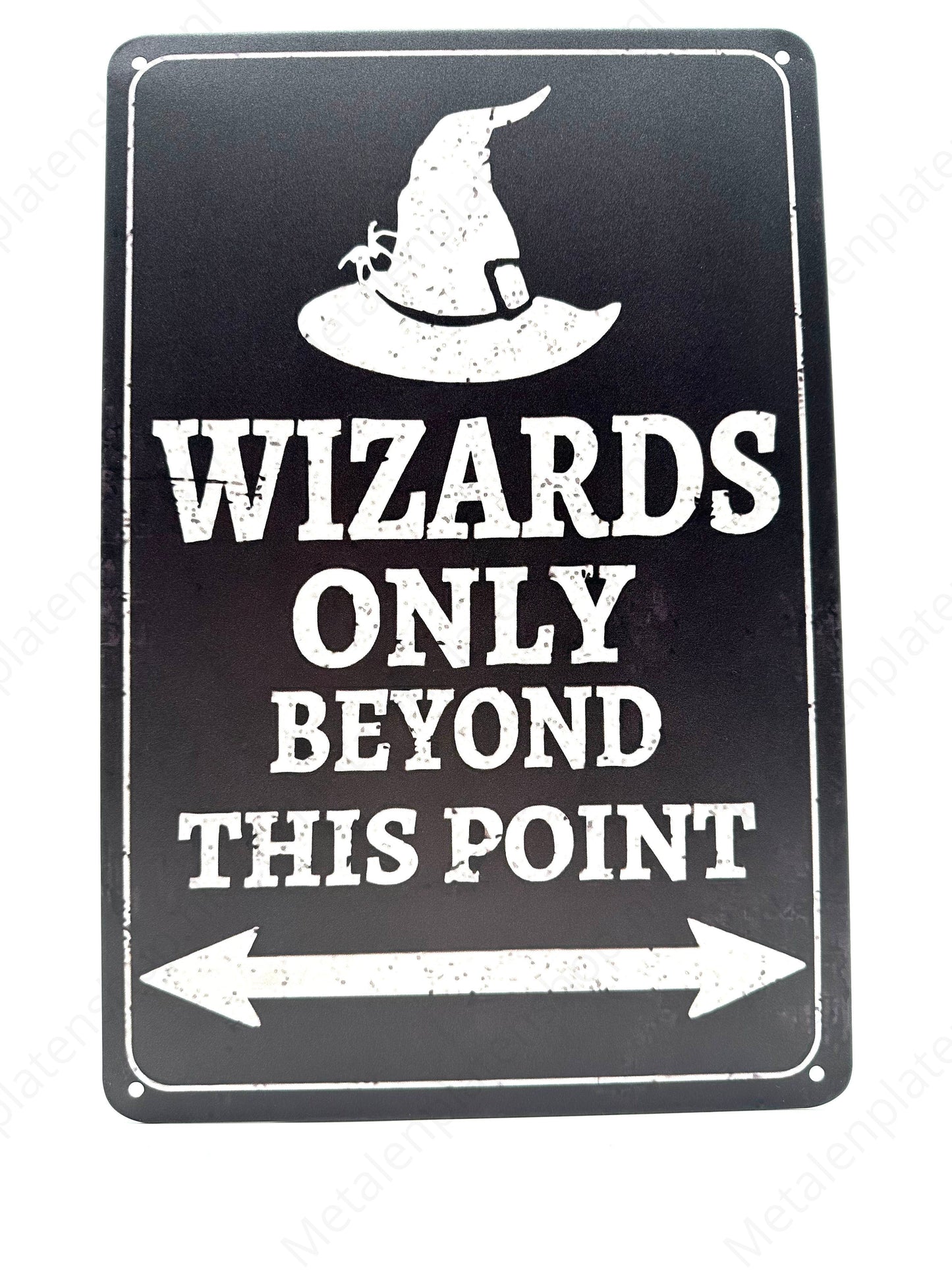 Wizards Only Beyond this point - Metal Wall Sign