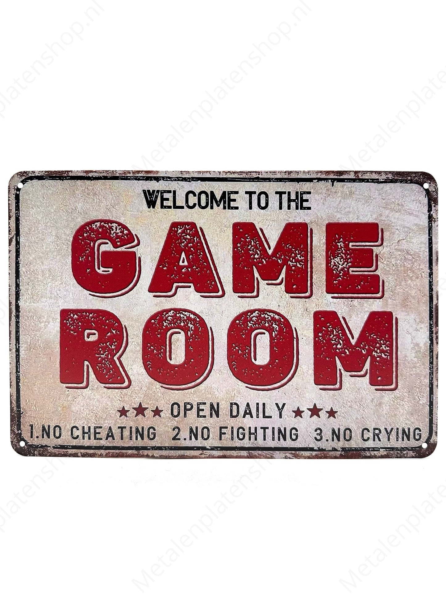 Welcome to the Game Room - Open Daily - Metal Wall Sign