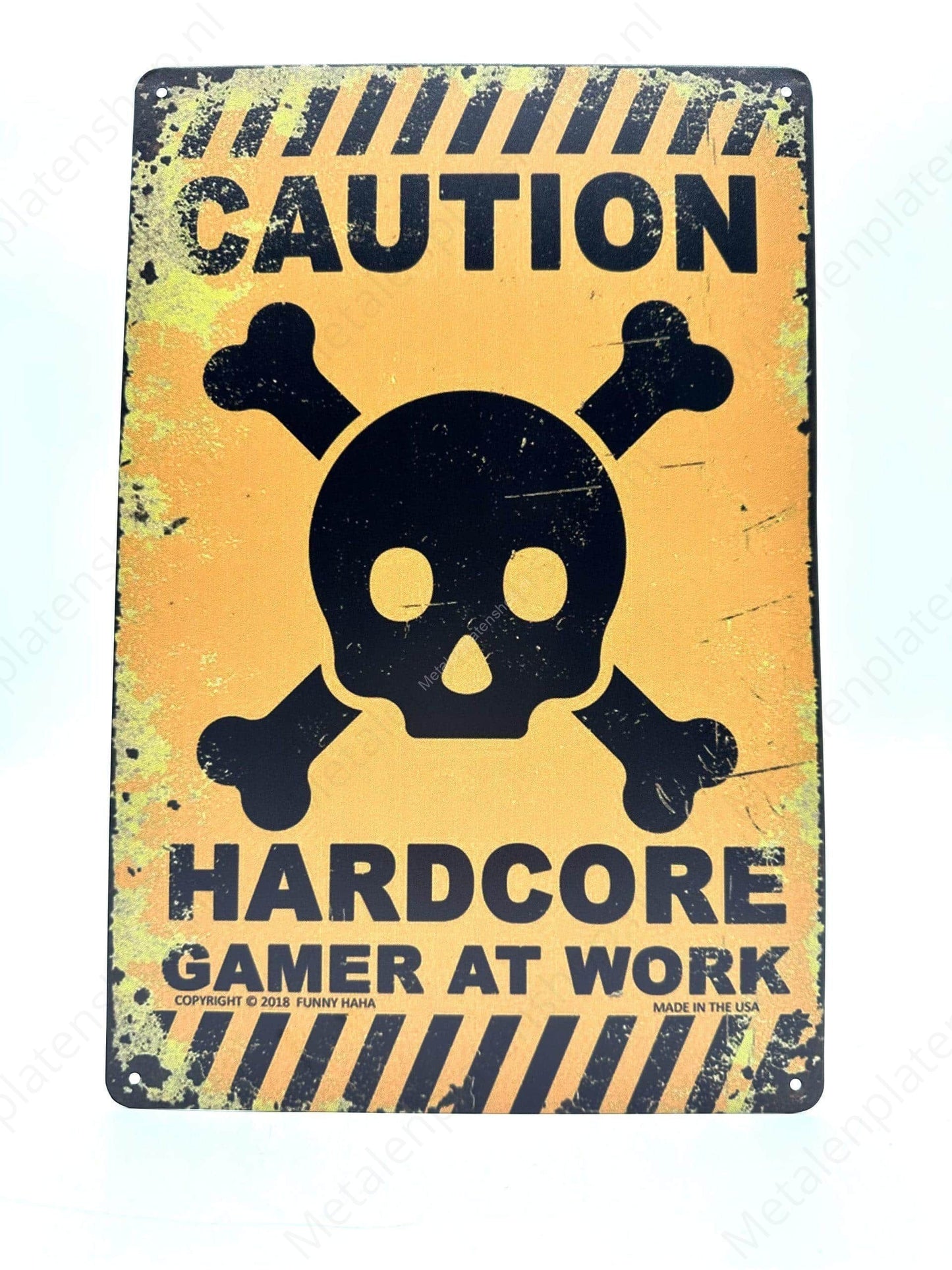 Caution - Hardcore Gamer at Work - Metal Wall Sign