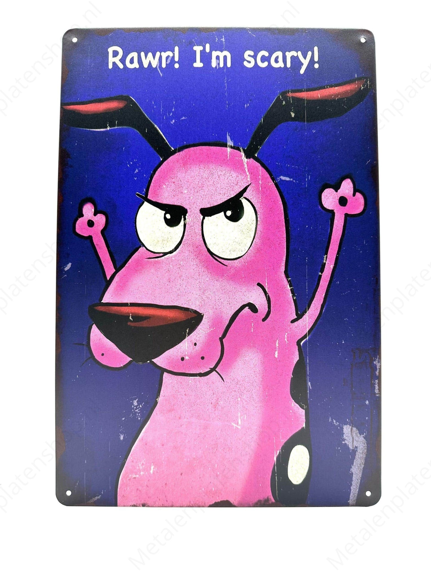 Metal Wall Sign - Courage the cowardly dog - Metal Wall Sign