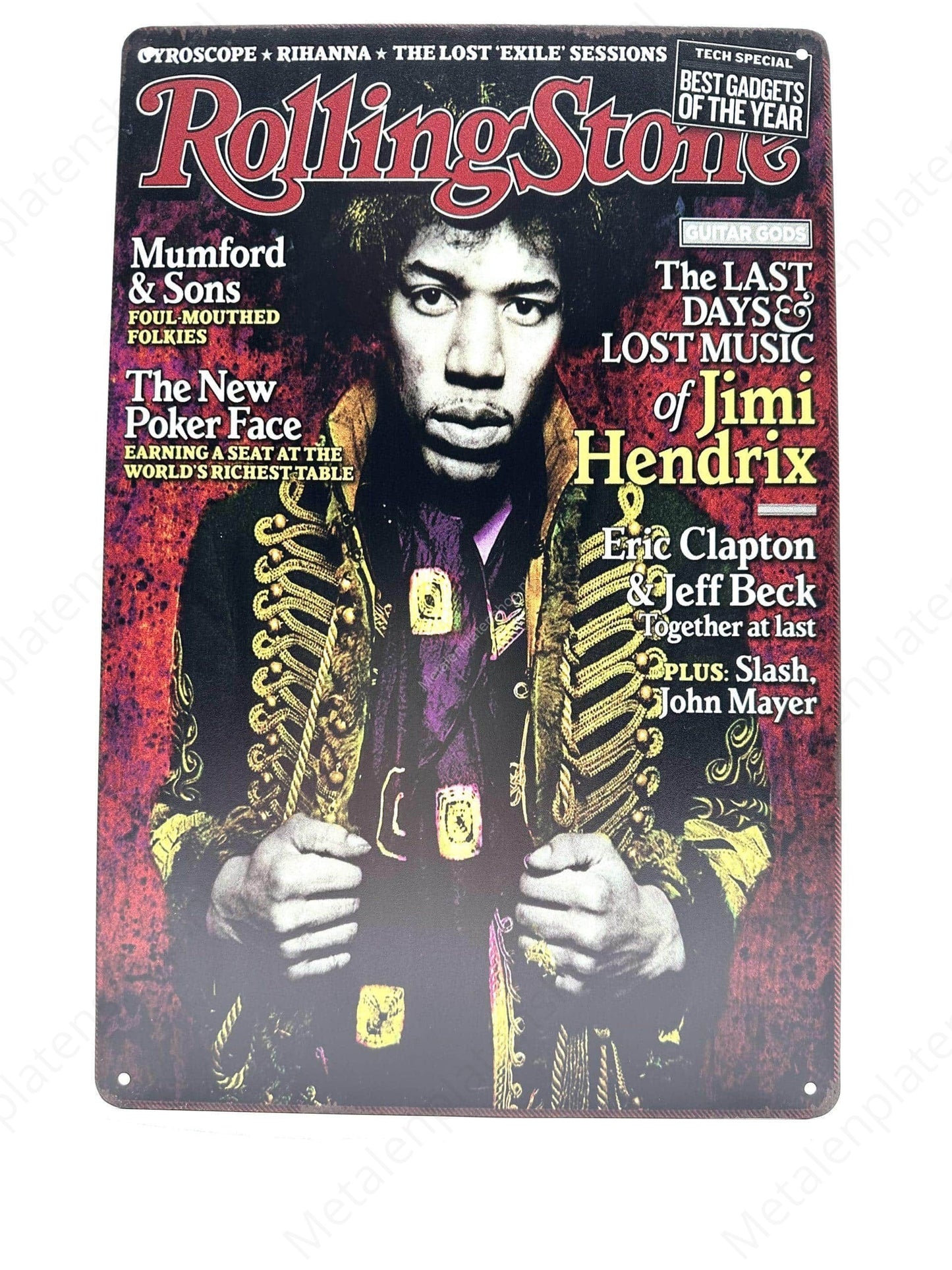 Rolling Stone - Jimi Hendrix - Metal Wall Sign