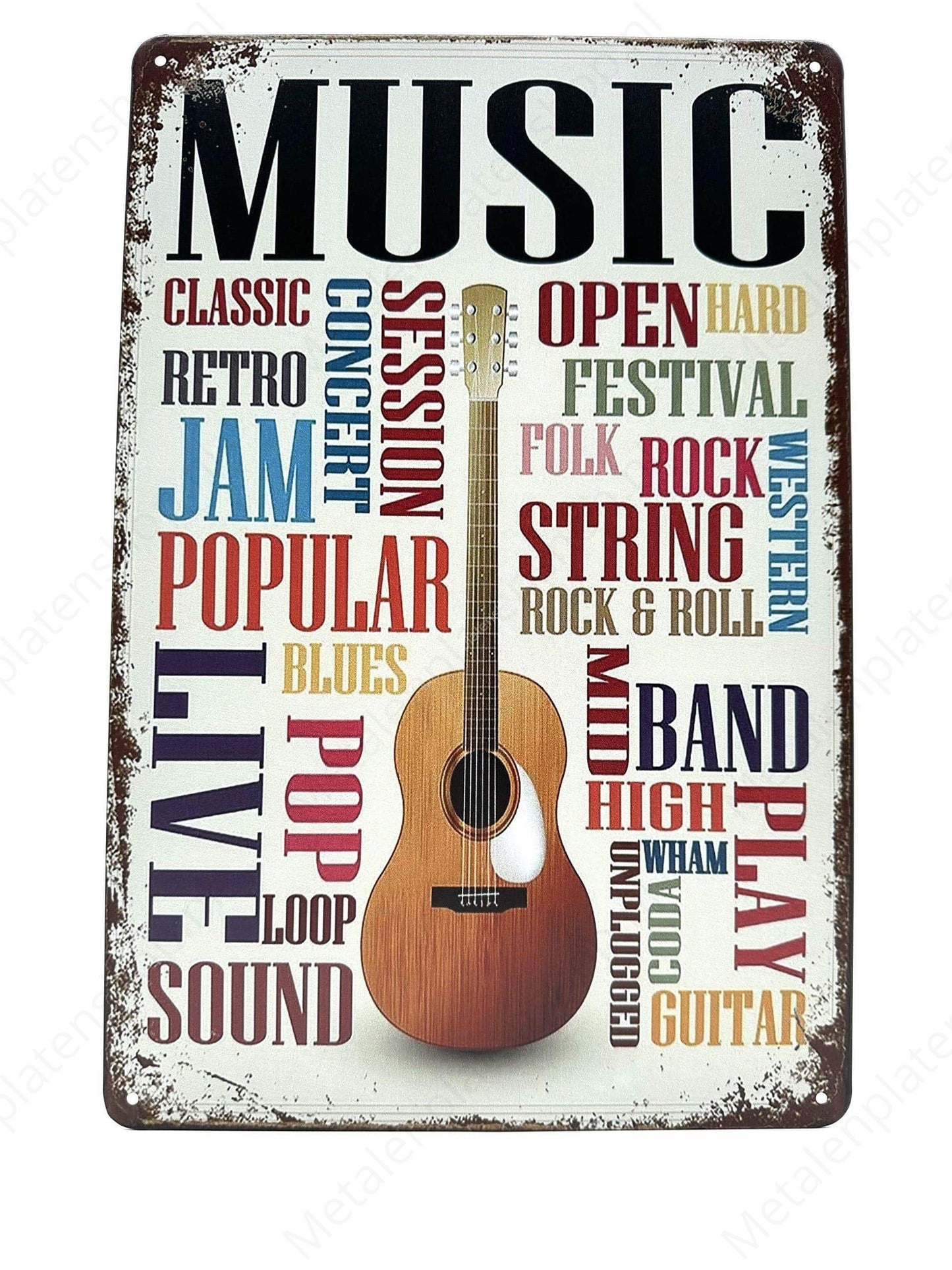 Music Guitar - Metal Wall Sign