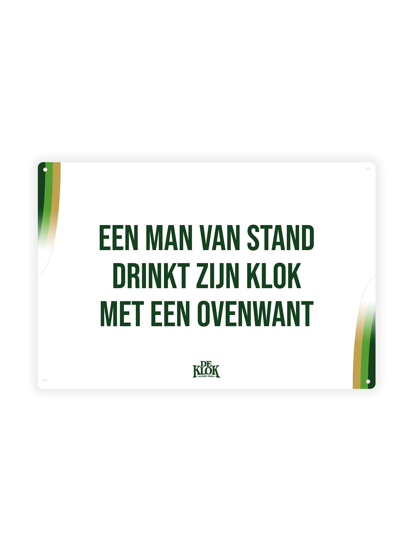 A man of rank drinks his clock with an oven mitt - The Clock - Metal Wall Sign