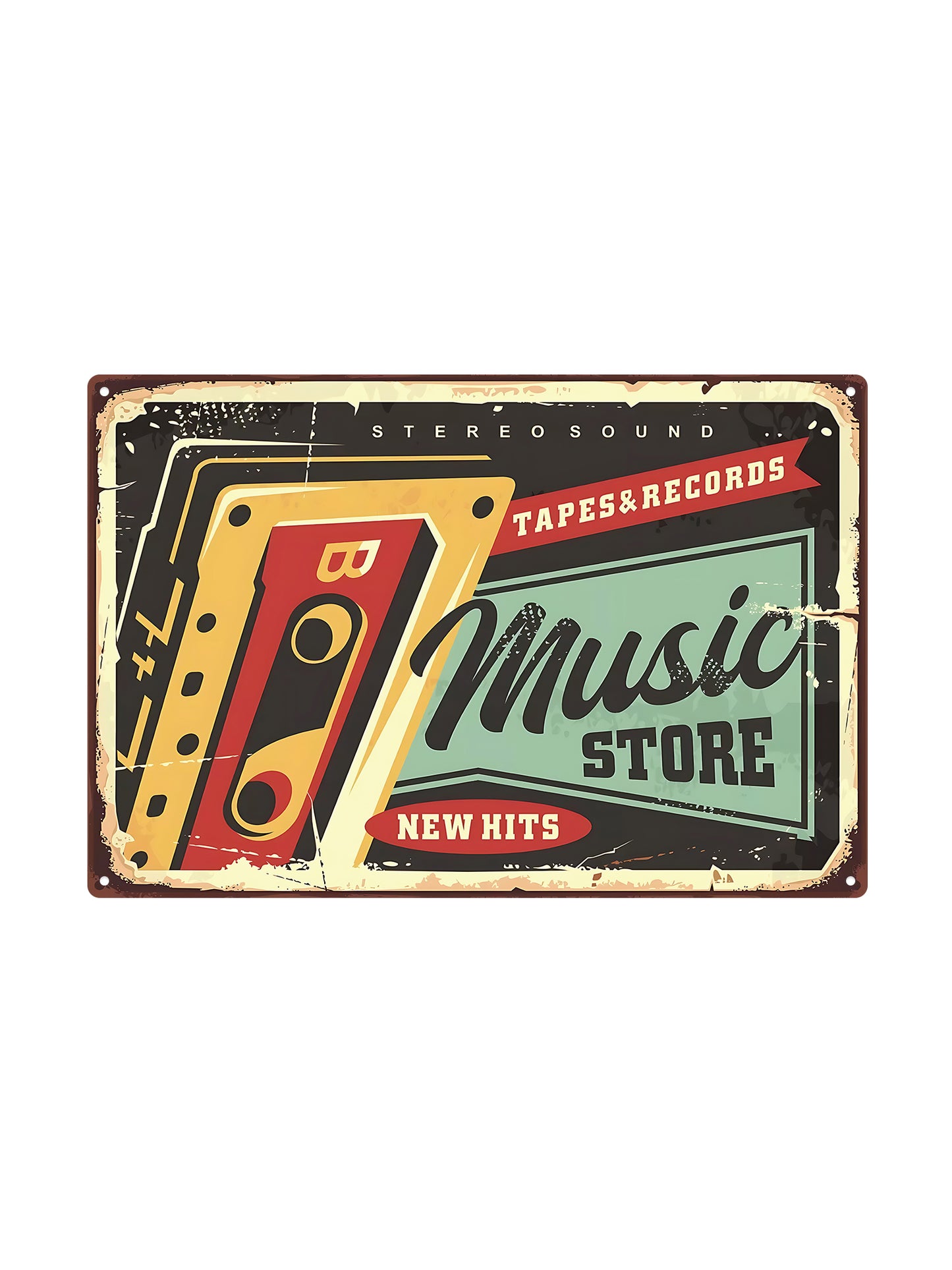 Music Store - Retro Tapes - Metal Wall Sign