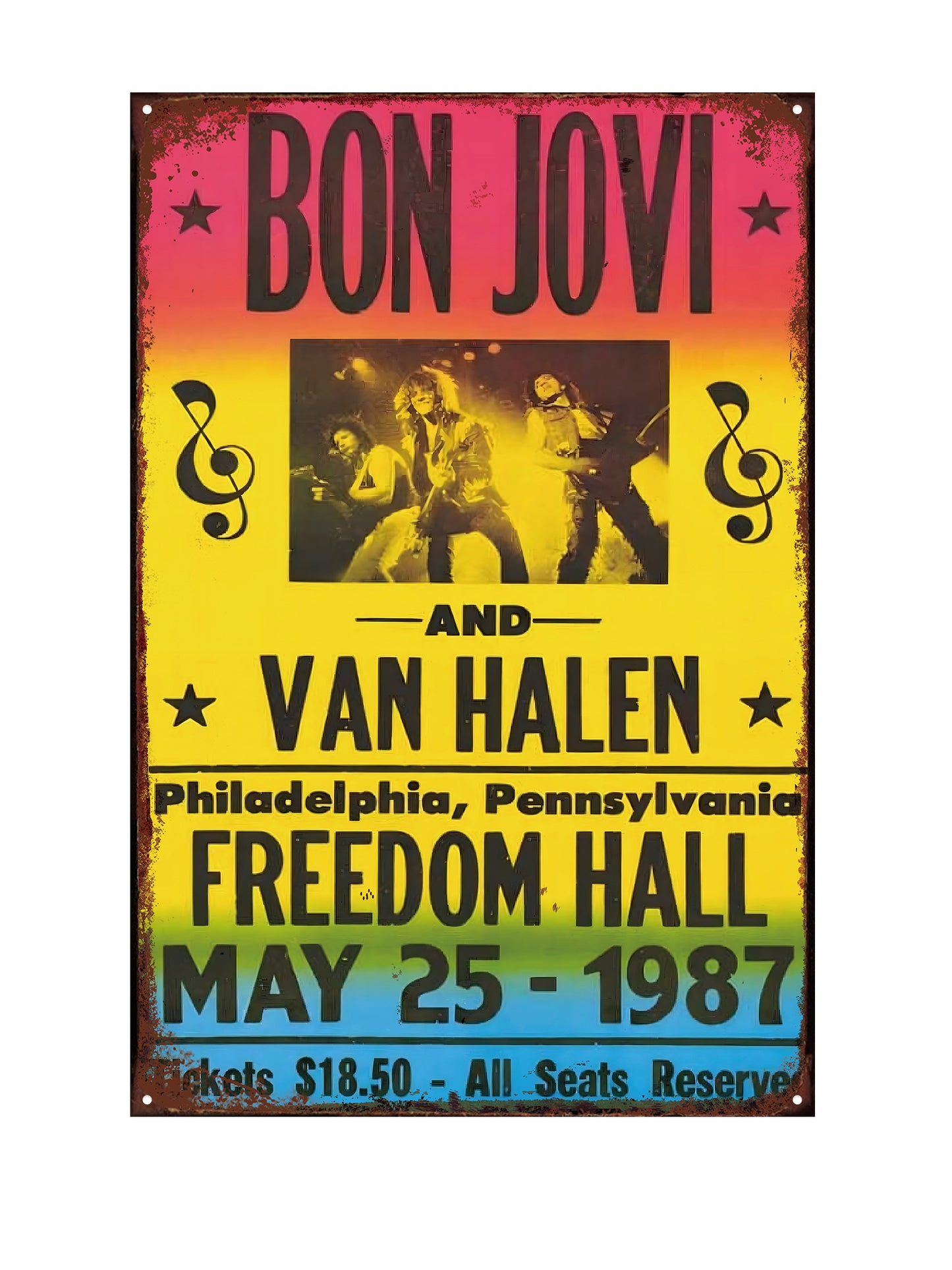 Bon Jovi - Van Halen - Freedom Hall - Metal Wall Sign
