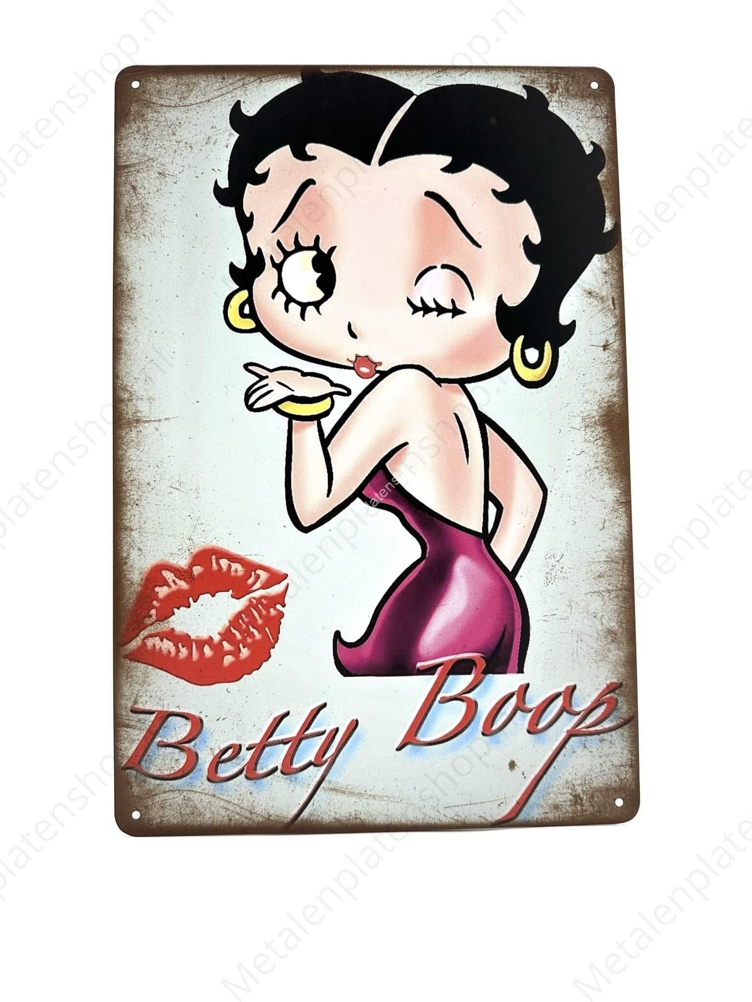 "Bettyboop Knipoog - Metalen Wandbord Metaalbord"