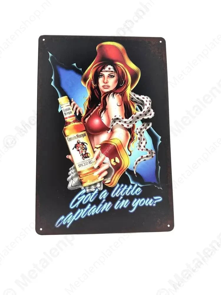 "Got A Little Captain in you? - Dranken - Metalen Wandbord Metaalbord"
