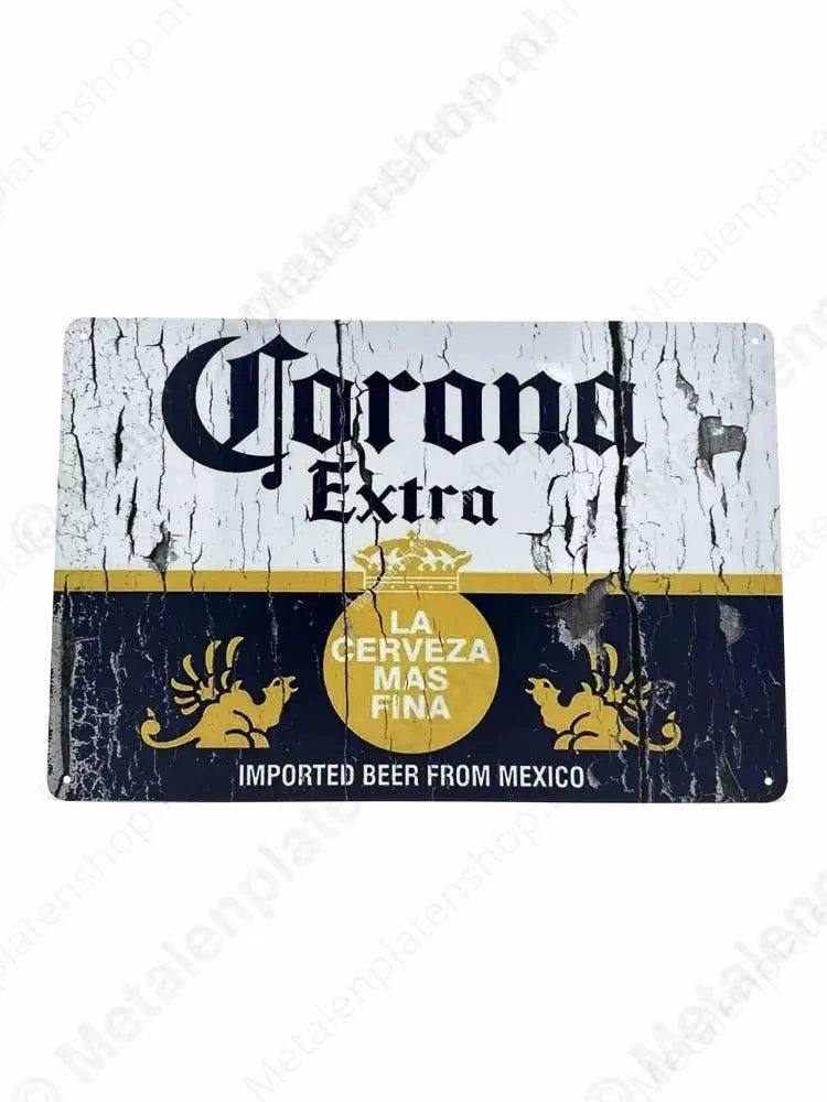 "Corona Extra La Cerveza Mas Fina - Bier - Metalen Wandbord Metaalbord"