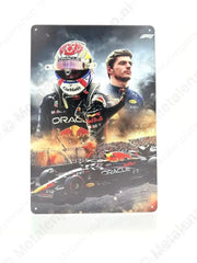 "Max Verstappen - Juichend met Formule 1 auto #2 - Metalen Wandbord Metaalbord"
