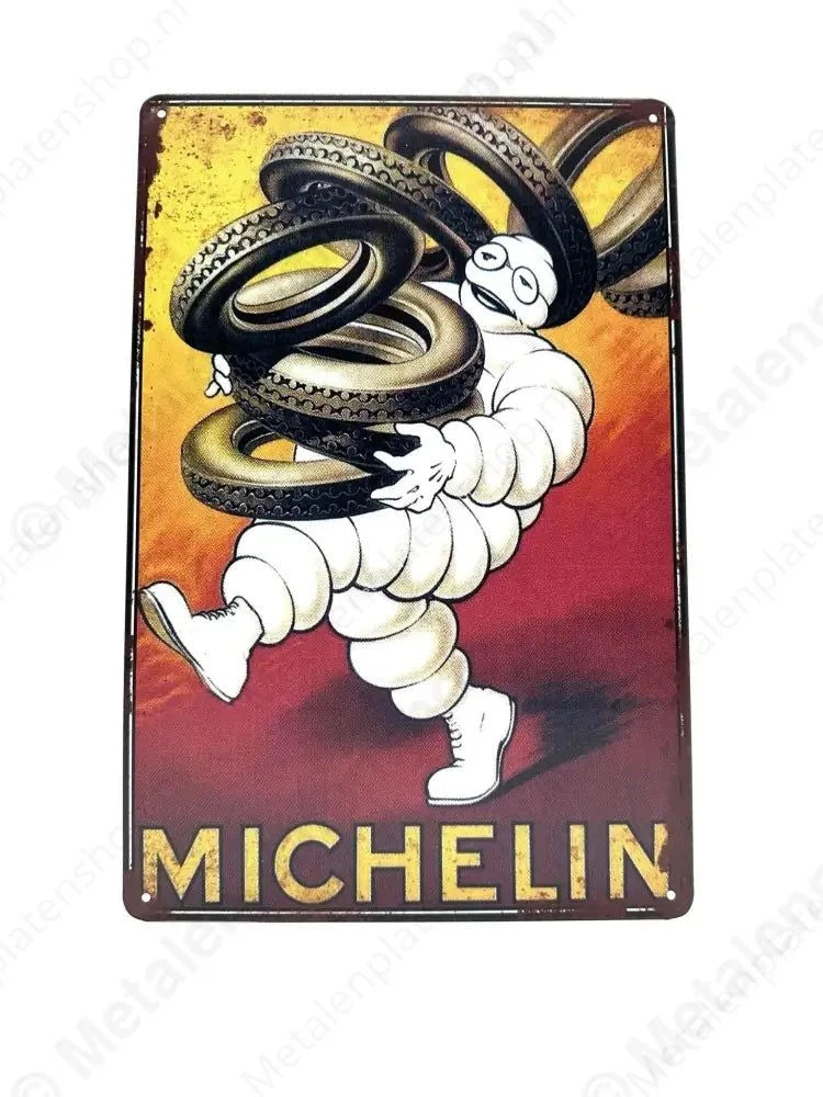 "Michelin - Banden - Figuur - Metalen Wandbord Metaalbord"