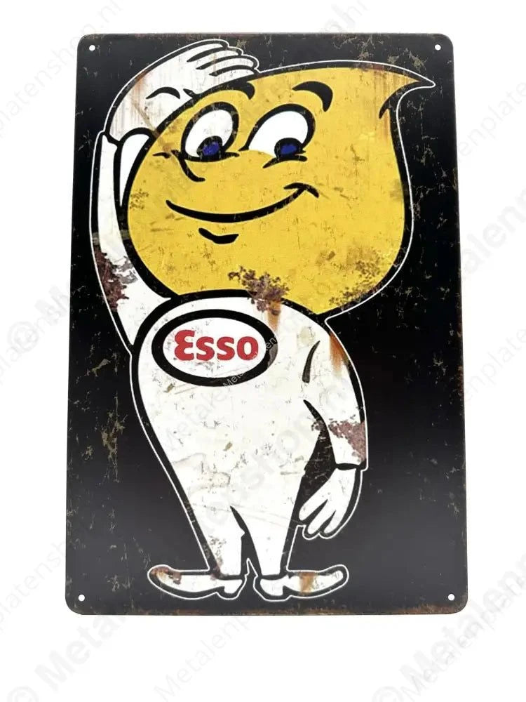 "ESSO - Mascotte 1 - Metalen Wandbord Metaalbord"