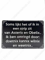 "Asterix en Oblix - Metalen Wandbord Metaalbord"