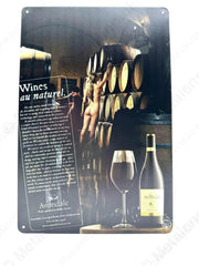 "Wines au Naturel - Metalen Wandbord Metaalbord"