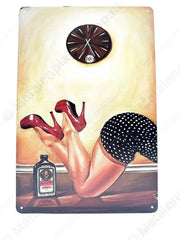 "Jagermeister - vrouw met hakken - Metalen Wandbord Metaalbord"