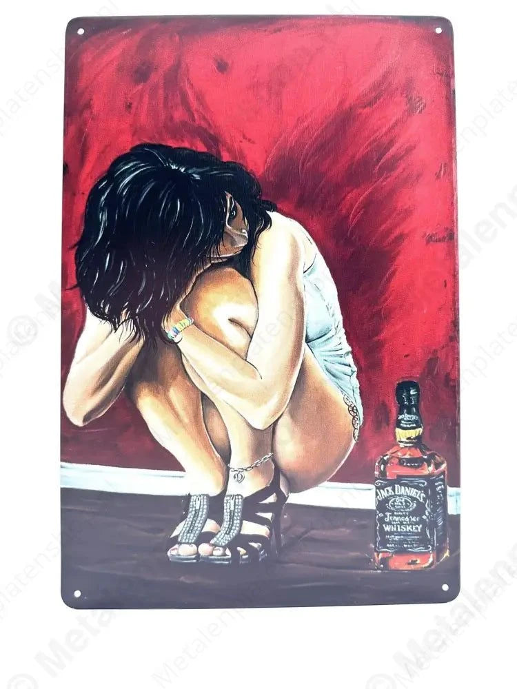 "Jack Daniels - Vrouw 2 - Metalen Wandbord Metaalbord"