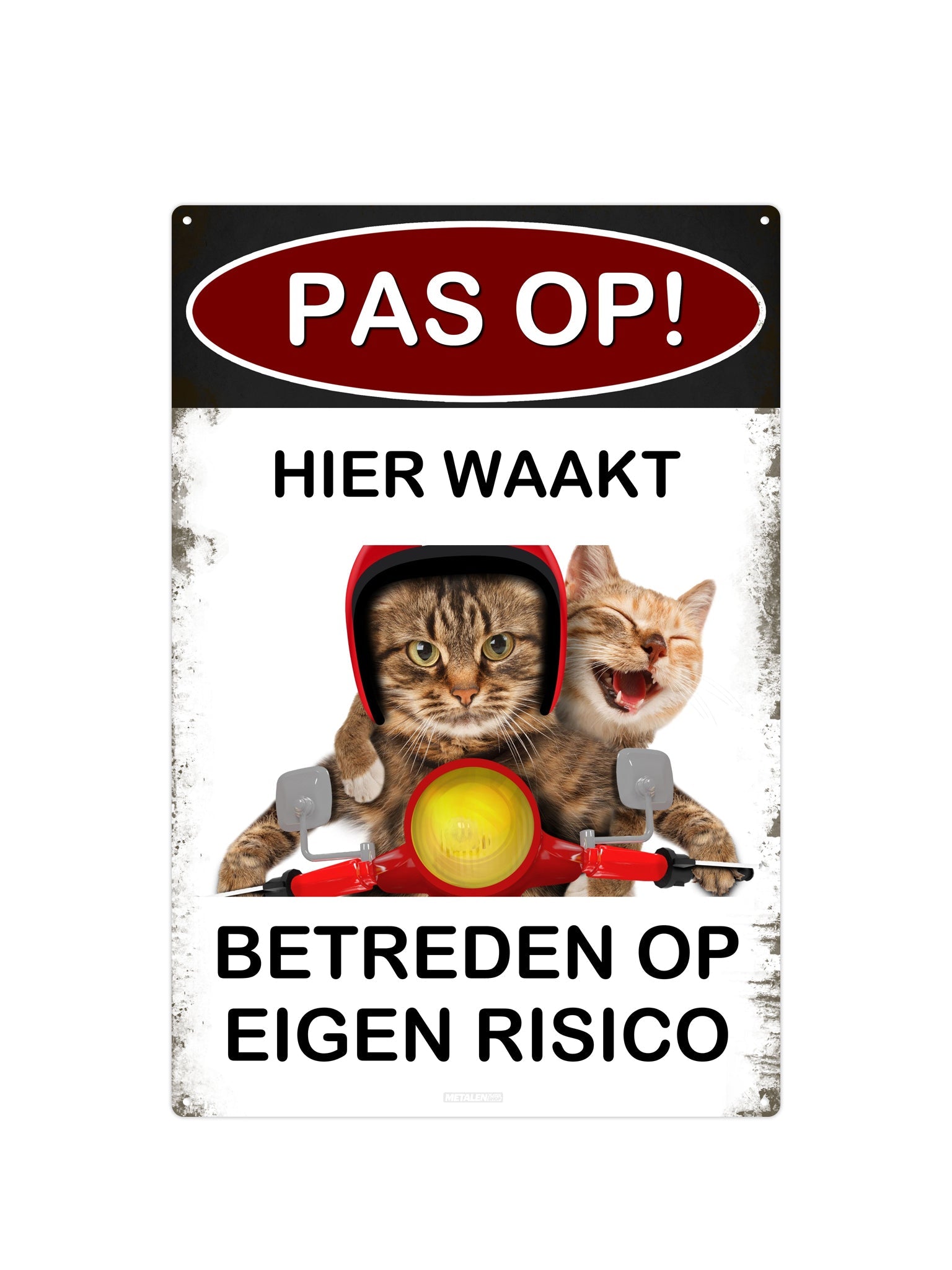 Pas op! - Hier Waakt - Metalen wandbord