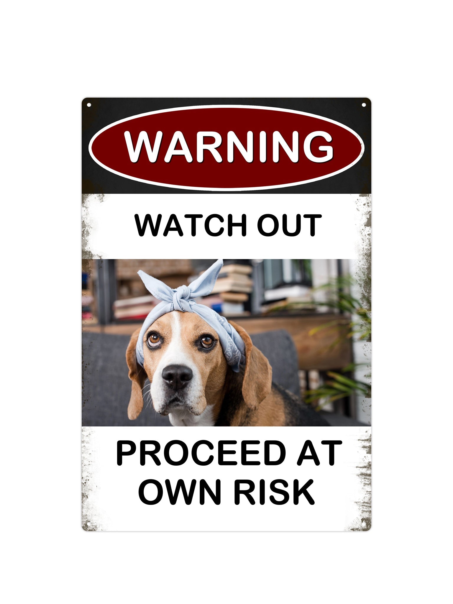 Pas op! - Hier Waakt - Metalen wandbord