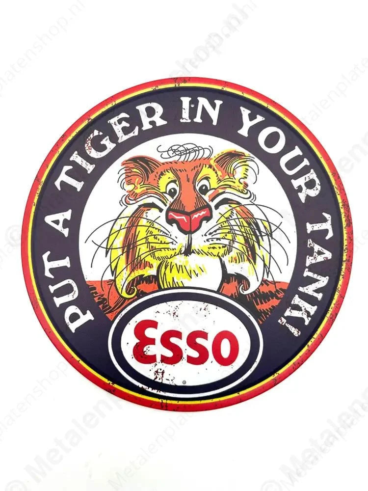 "ESSO Tiger 2 - Rond - Metalen Wandbord Metaalbord"