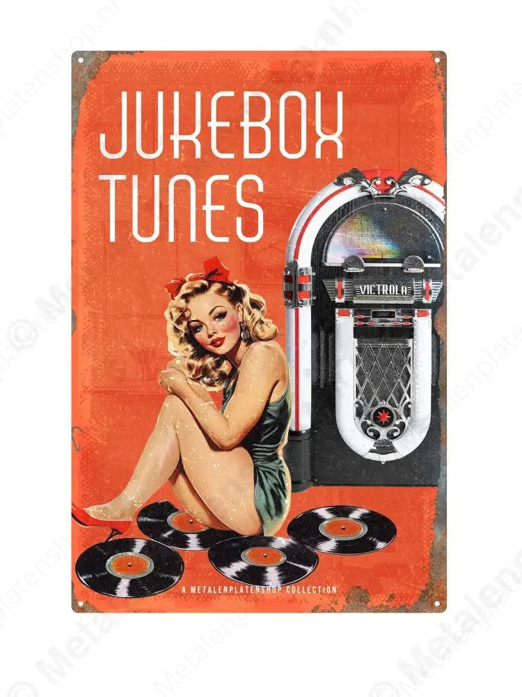 "Jukebox Tunes - Pin-Up - MPS Collection Rood Metaalbord"
