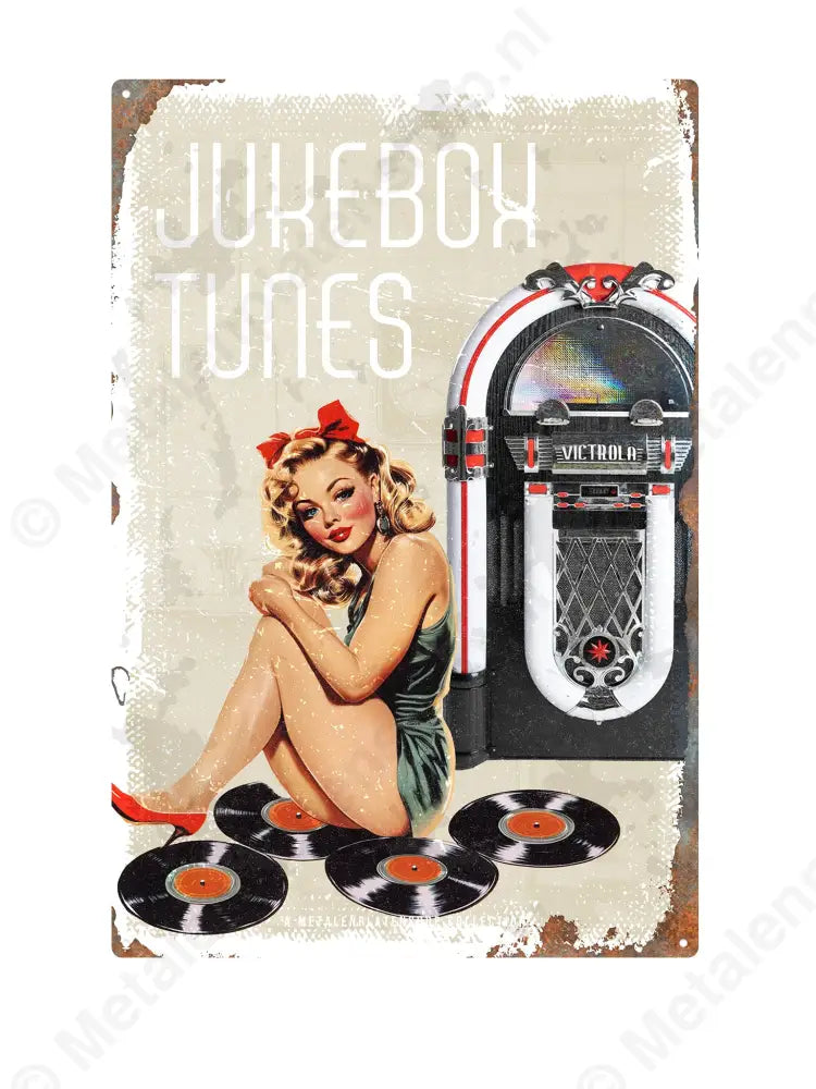 "Jukebox Tunes - Pin-Up - MPS Collection Wit Metaalbord"