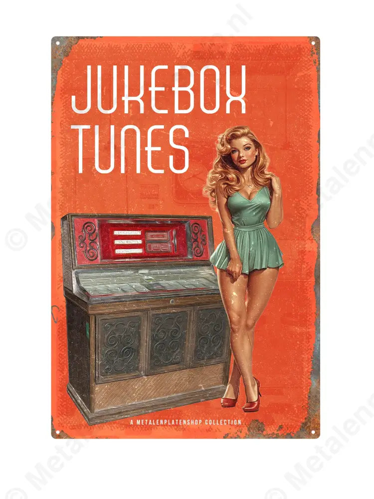 "Jukebox Tunes - Pin-Up - MPS Collection Rood Metaalbord"