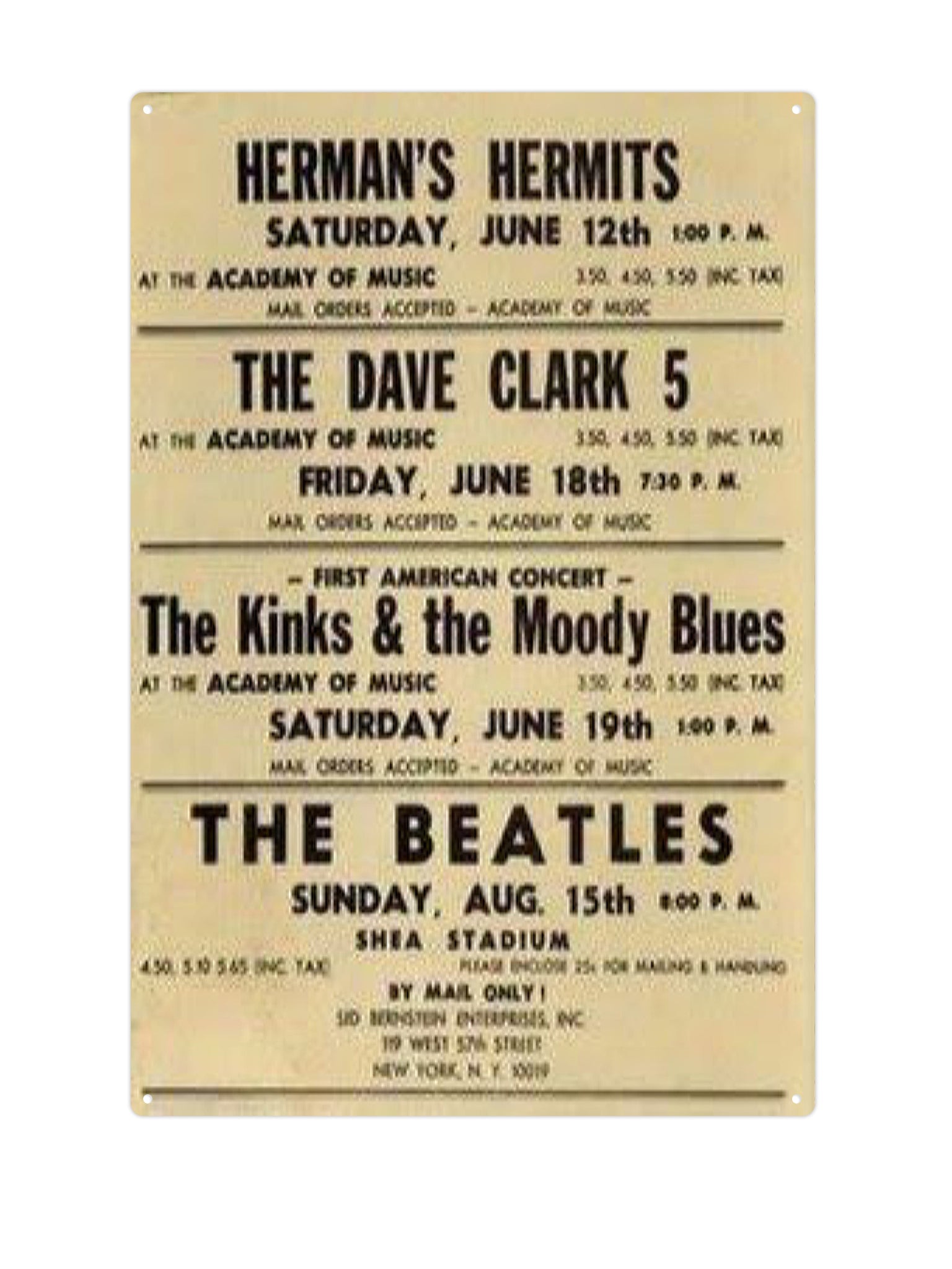 "The Beatles The Kinks The Moody blues"