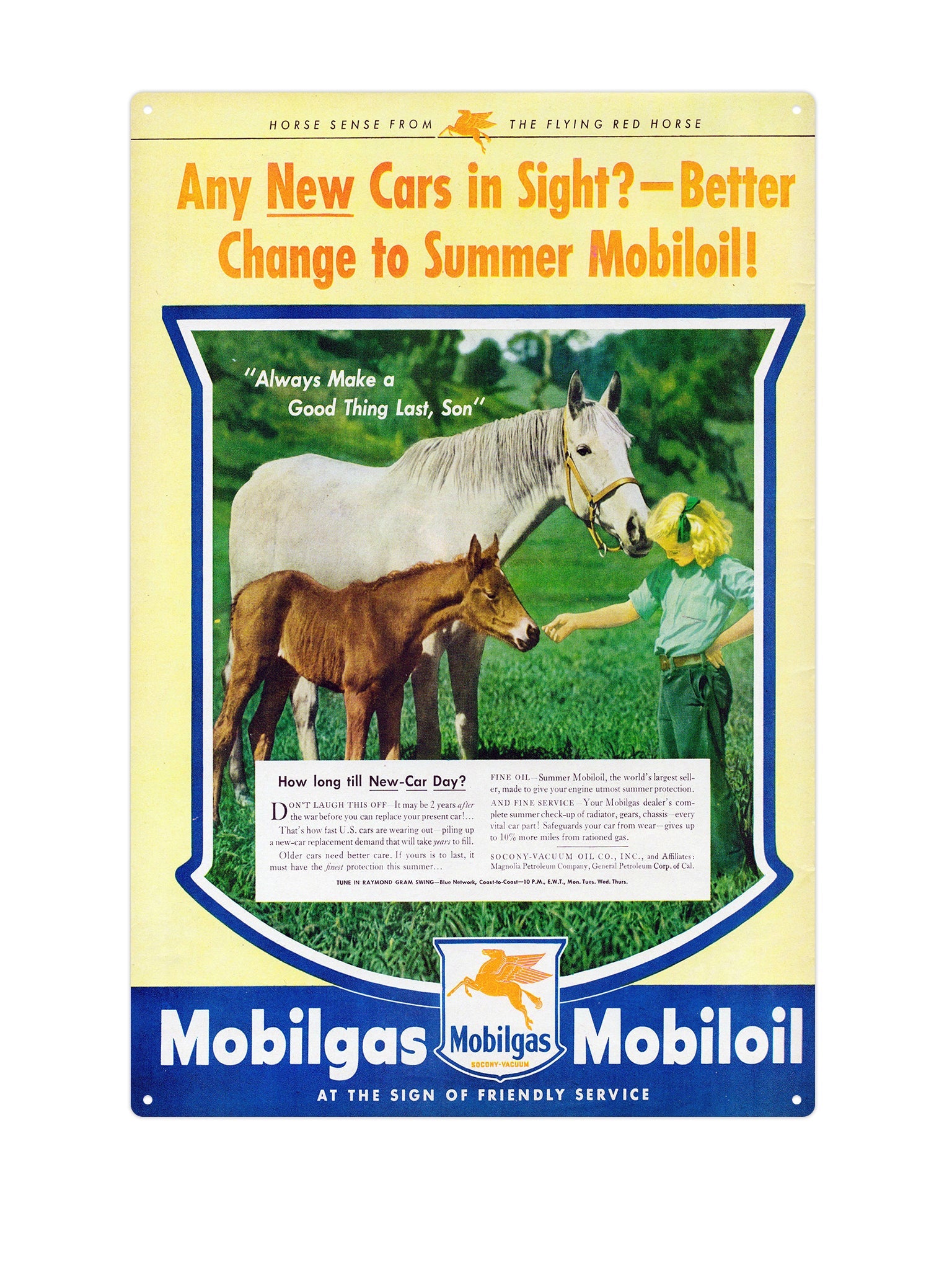 "Mobilgas Any New Cars in sight"