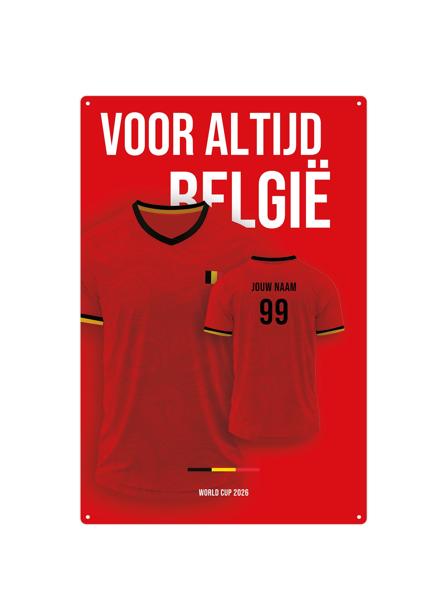 Voetbaltenue België met eigen naam en rugnummer