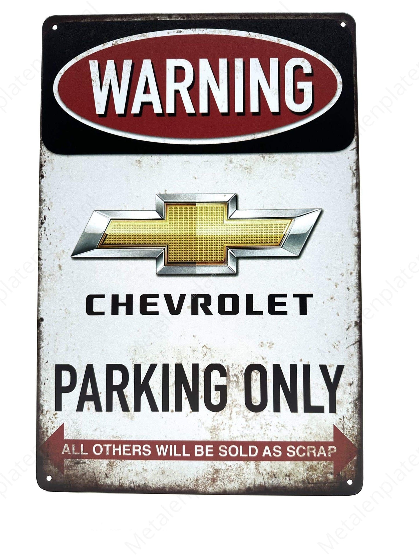 Warning Chevrolet Parking Only - Metal Wall Sign