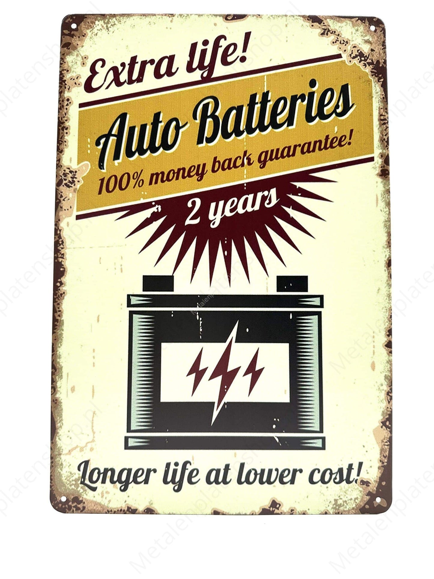 Extra Life Auto Batteries - Metal Wall Sign