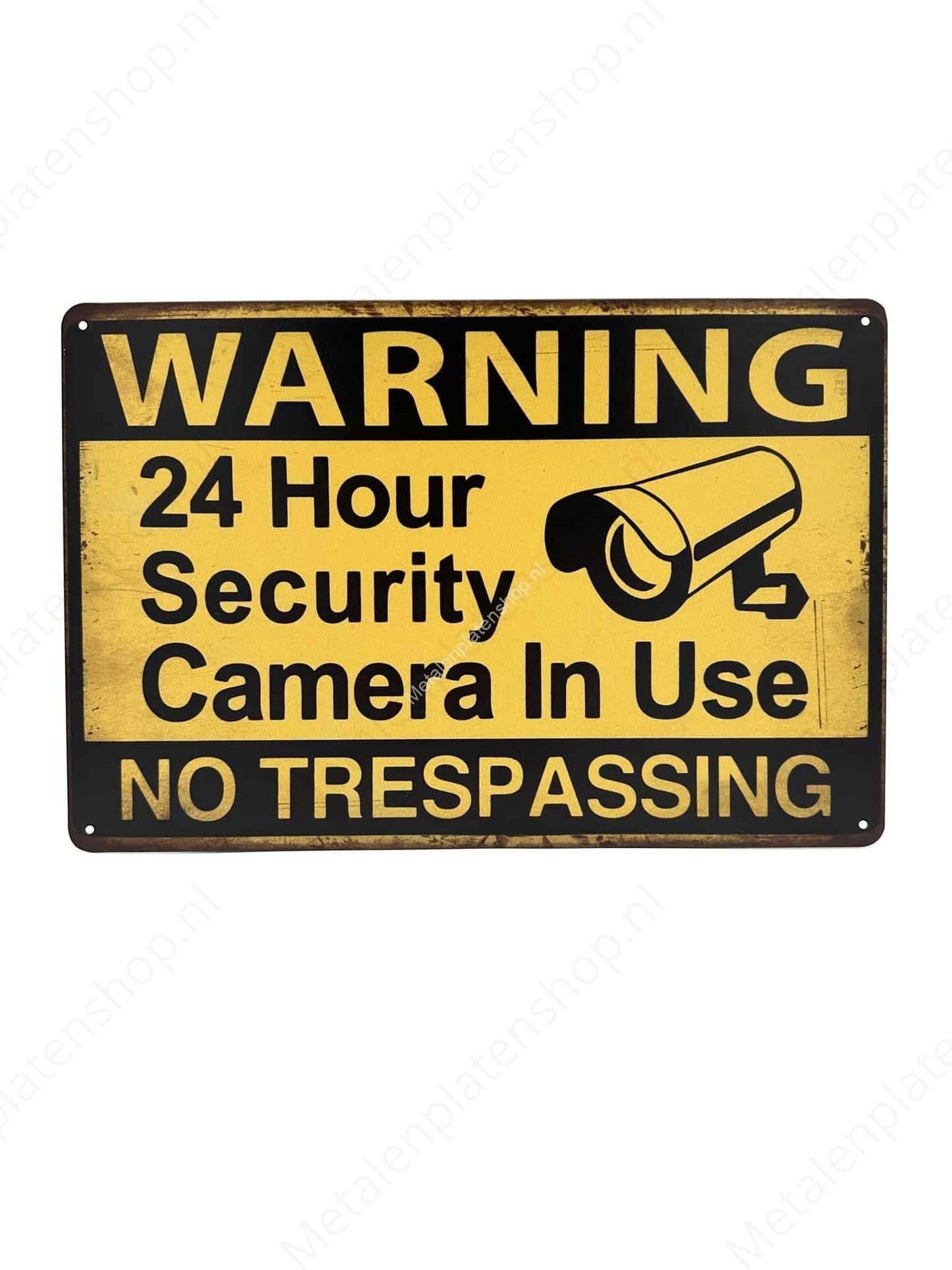 Warning 24 hour Surveillance Camera in use - Waarschuwing