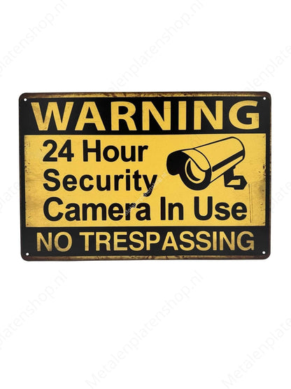 Warning 24 hour Surveillance Camera in use - Waarschuwing