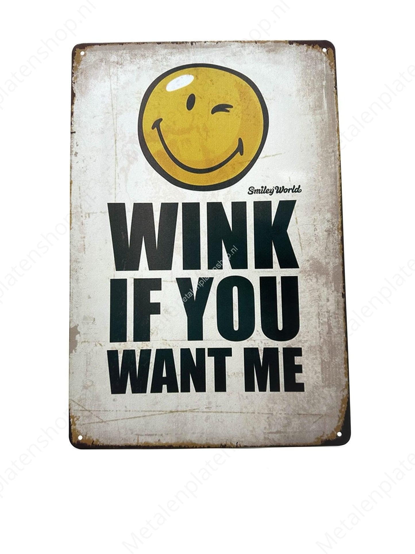 Wink if you want me - Smiley - Metal Wall Sign